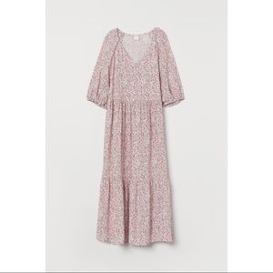 Pink + White Floral Midi Dress